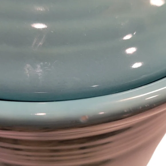 FIESTA MEDIUM pet dog bone CANISTER treat cookie CROCK TURQUOISE - Picture 10 of 11